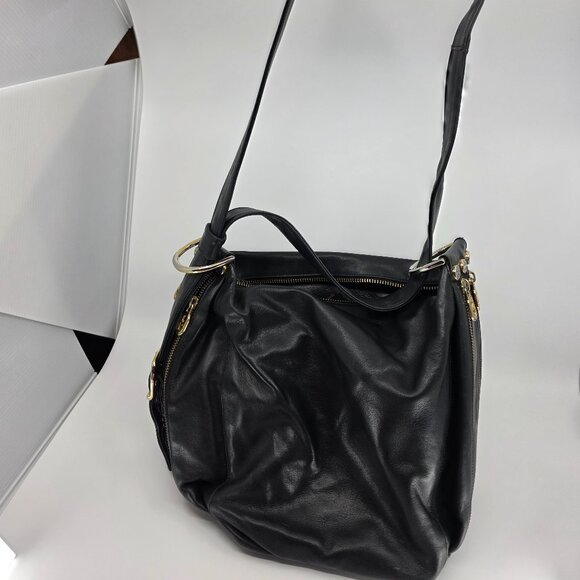 Marino Orlandi Black Leather Hobo Shoulder Bag Gold Hardware Made in Italy - Picture 16 of 16